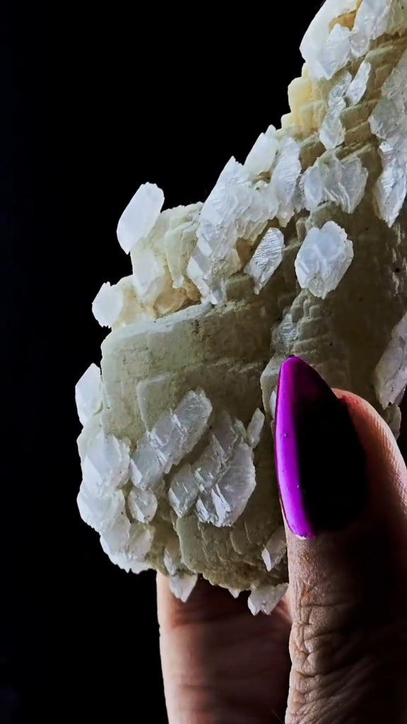 Lenticular Secondary Calcite Growth on a Stunning Dal'negorsk Calcite. Phosphorescent.