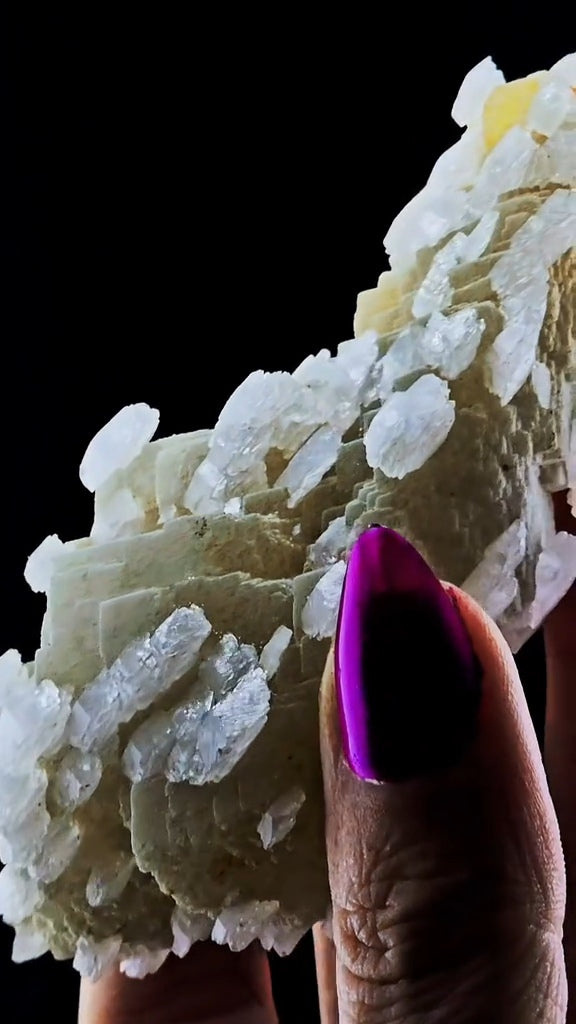 Lenticular Secondary Calcite Growth on a Stunning Dal'negorsk Calcite. Phosphorescent.