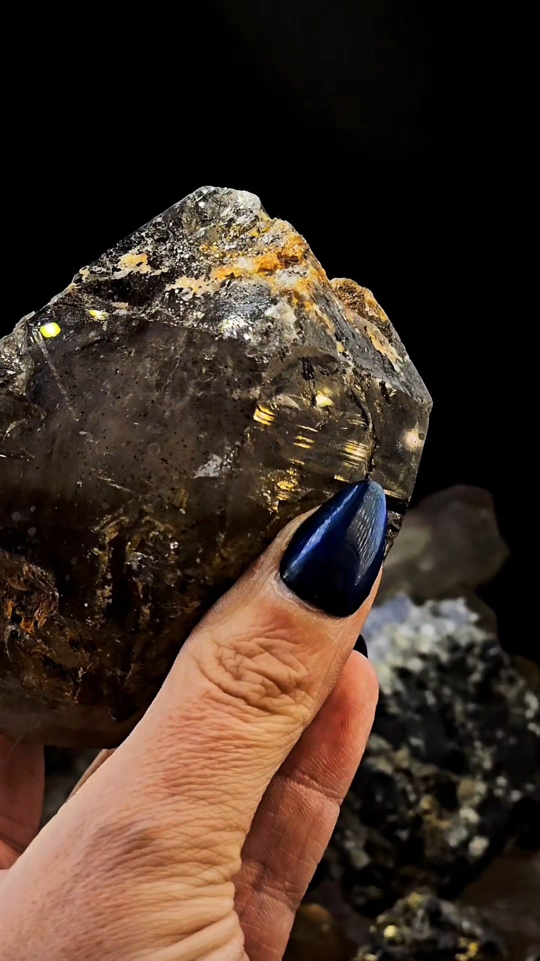 Mondo Smoky Amethyst Scepter Enhydro w Lightning Etching