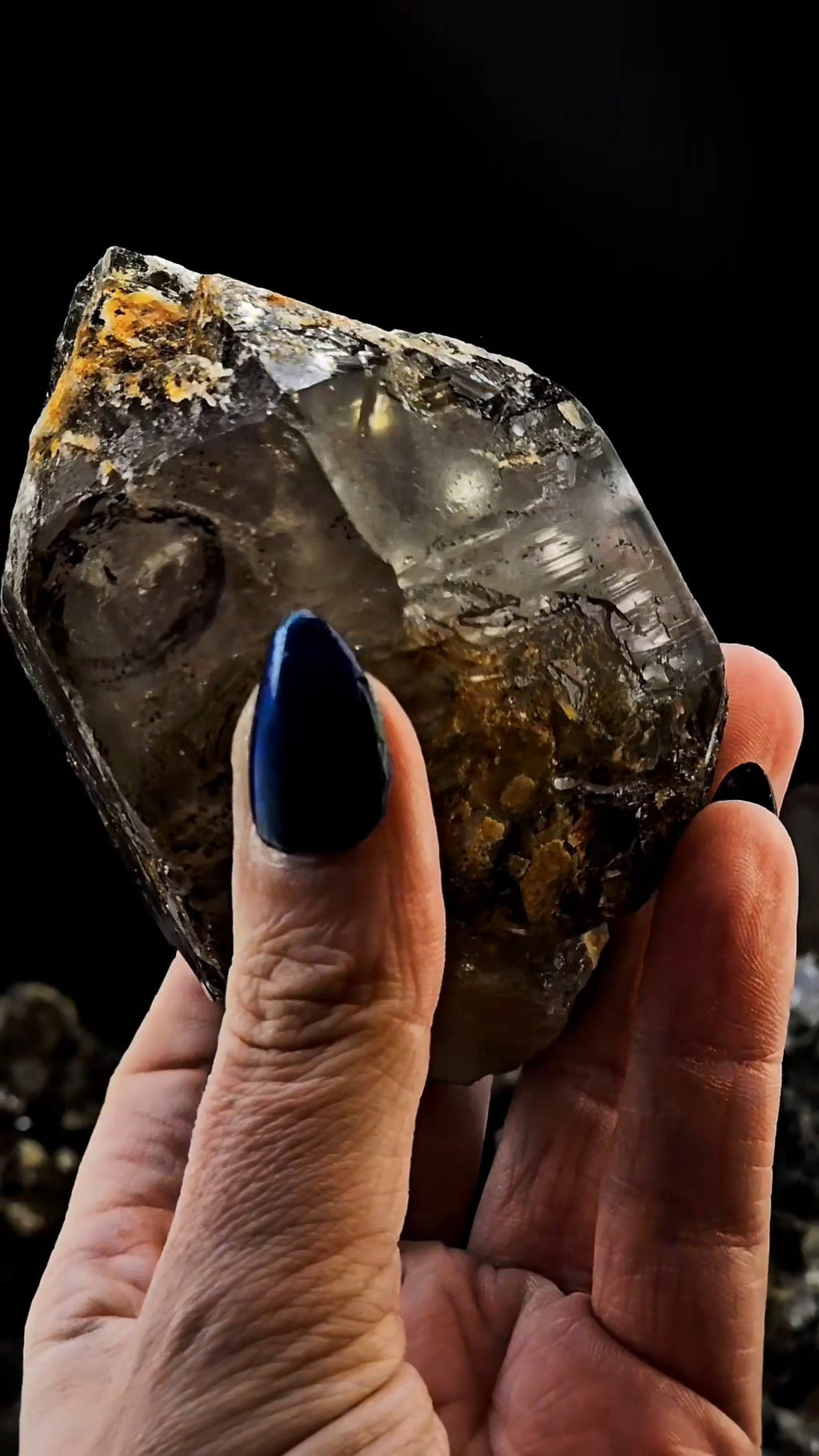 Mondo Smoky Amethyst Scepter Enhydro w Lightning Etching