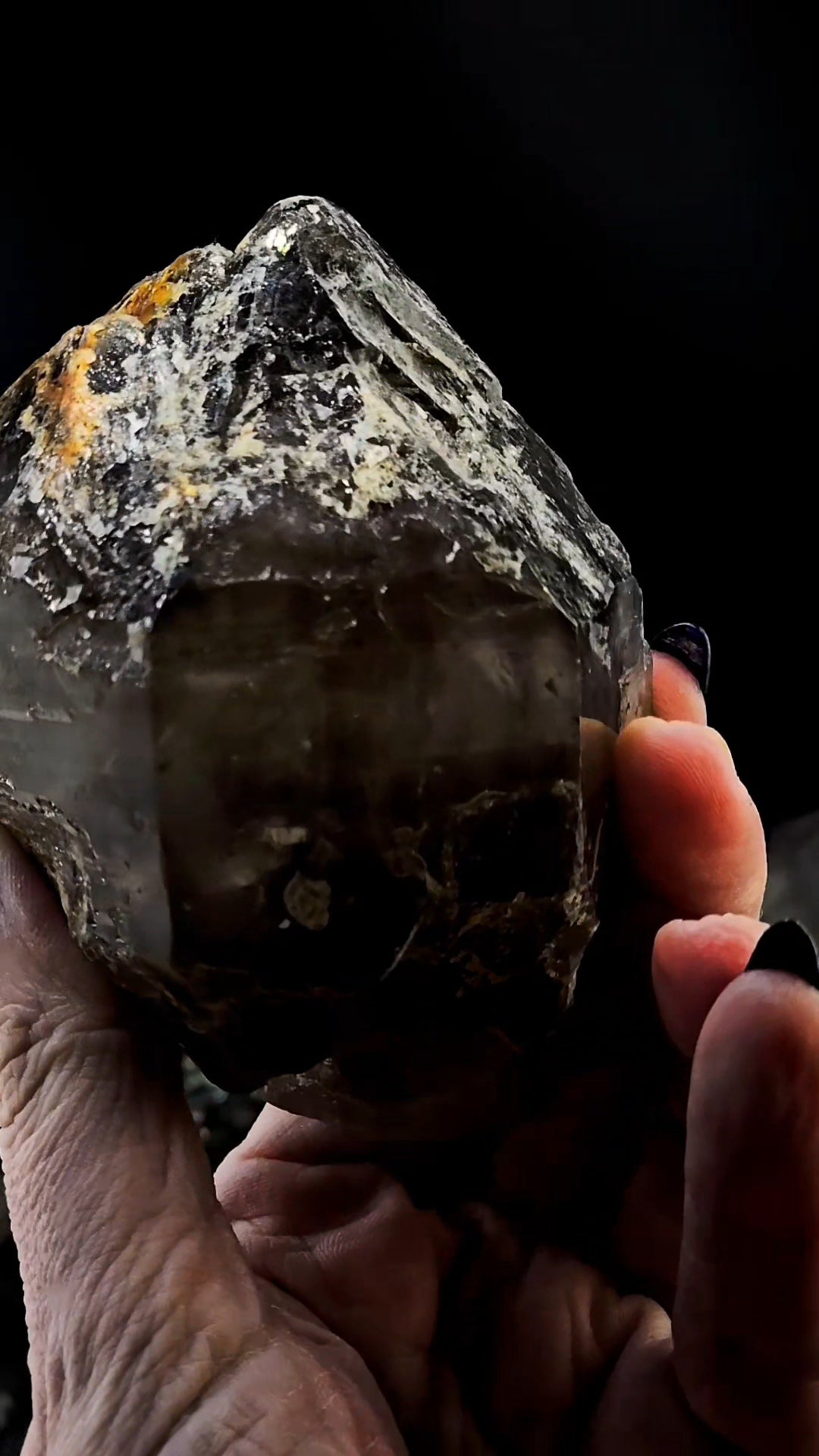 Mondo Smoky Amethyst Scepter Enhydro w Lightning Etching