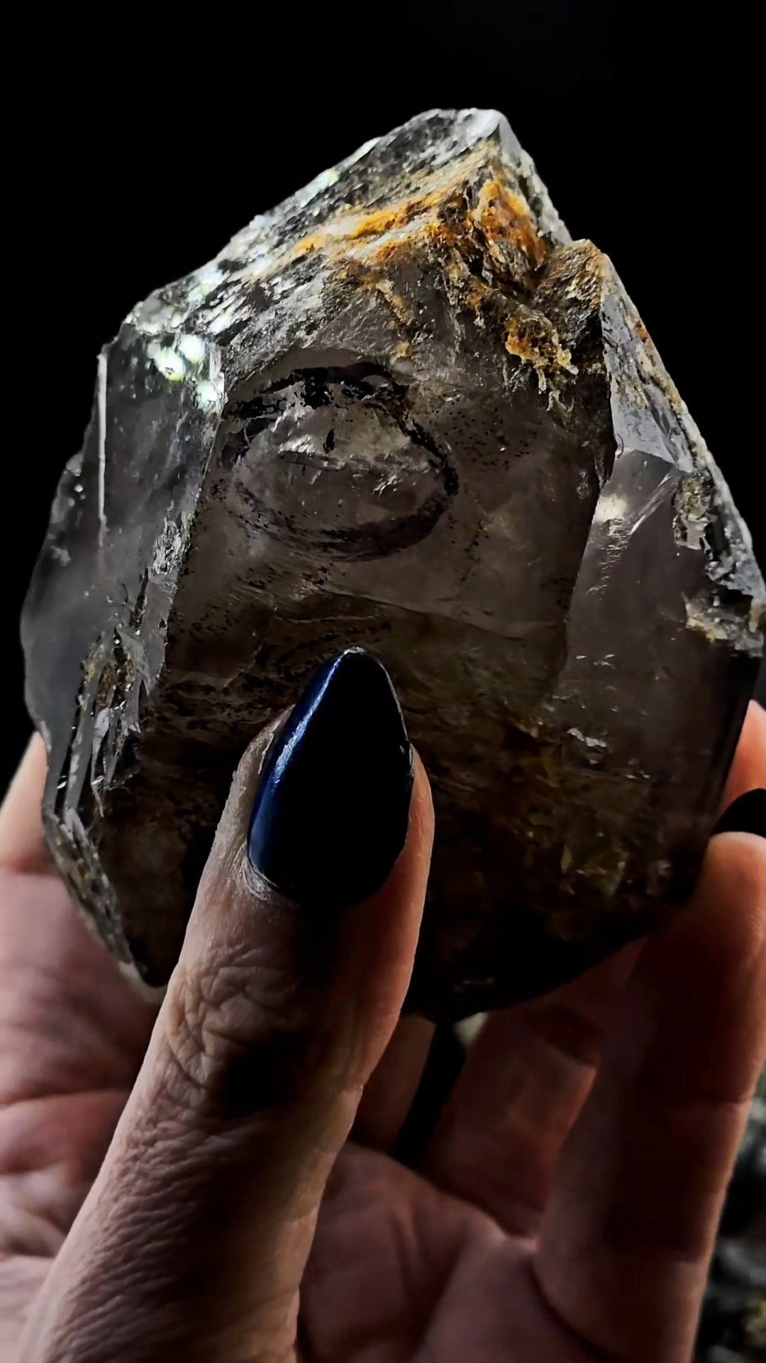 Mondo Smoky Amethyst Scepter Enhydro w Lightning Etching