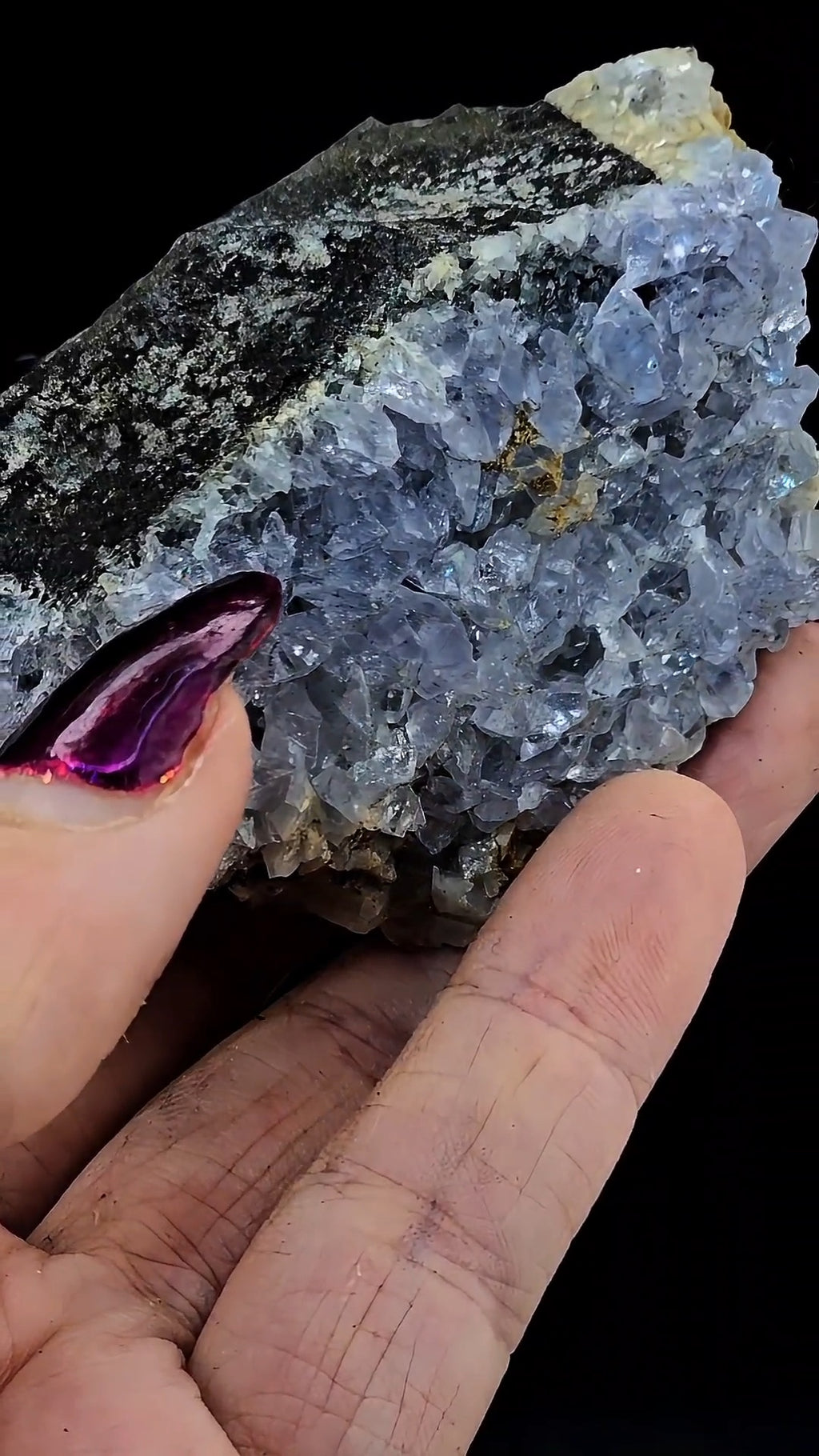 Rare Blue Dolomite from Peña Blanca Mine, Colombia | Gemmy Light Blue Crystals on Matrix