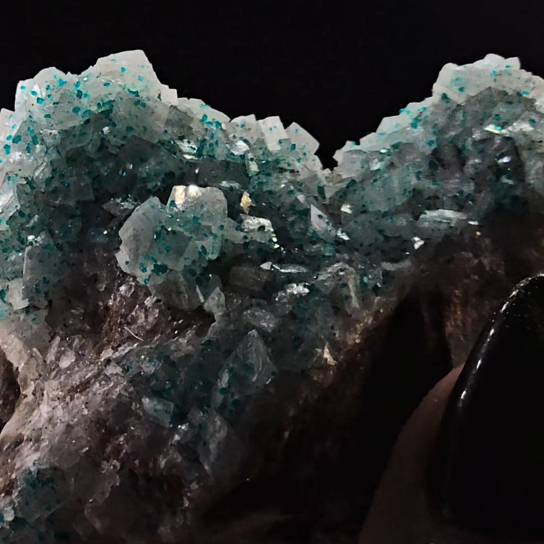 Heart Shaped Dioptase on Calcite from Tsumeb