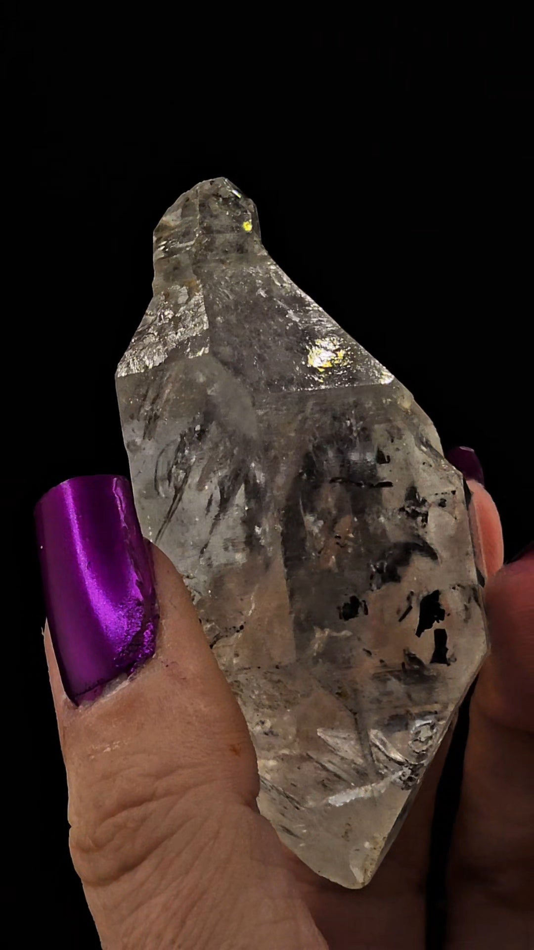 Reverse Scepter Mega Enhydro w Moving Bubbles, Carbon & Hematite