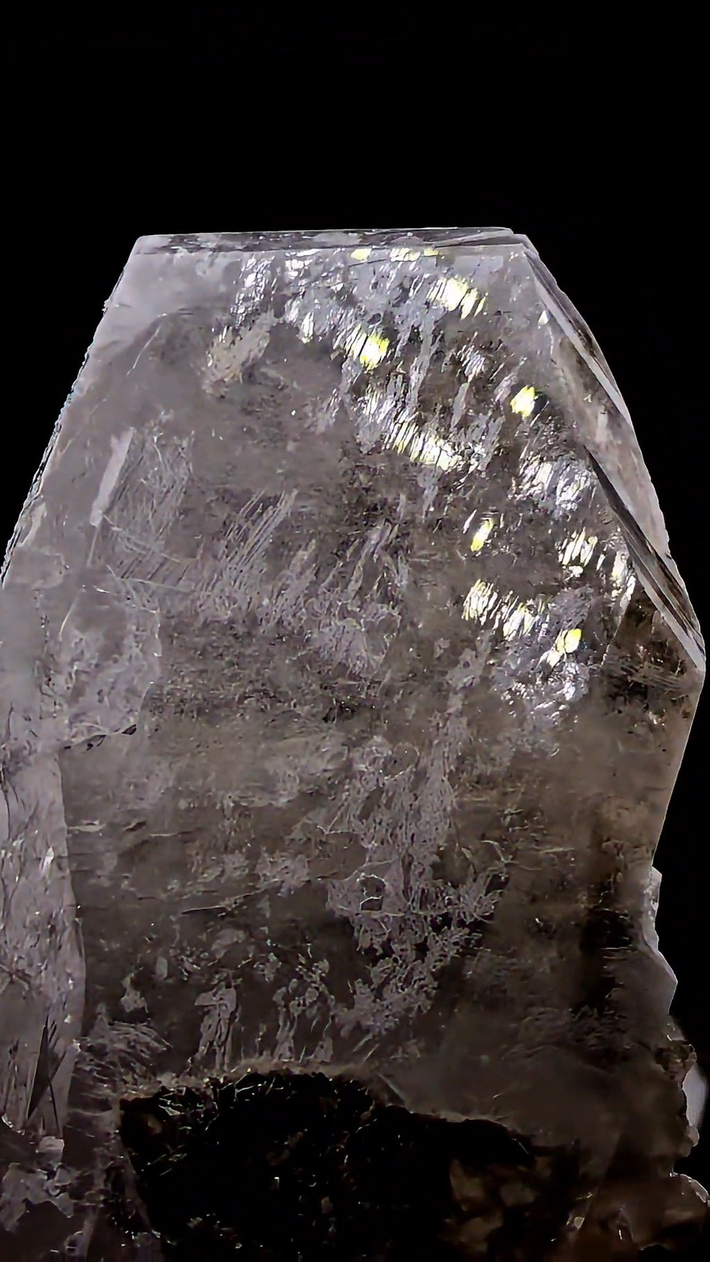 Etched Brazilian Tabular Quartz with Epidote Inclusion Crystal Specimen