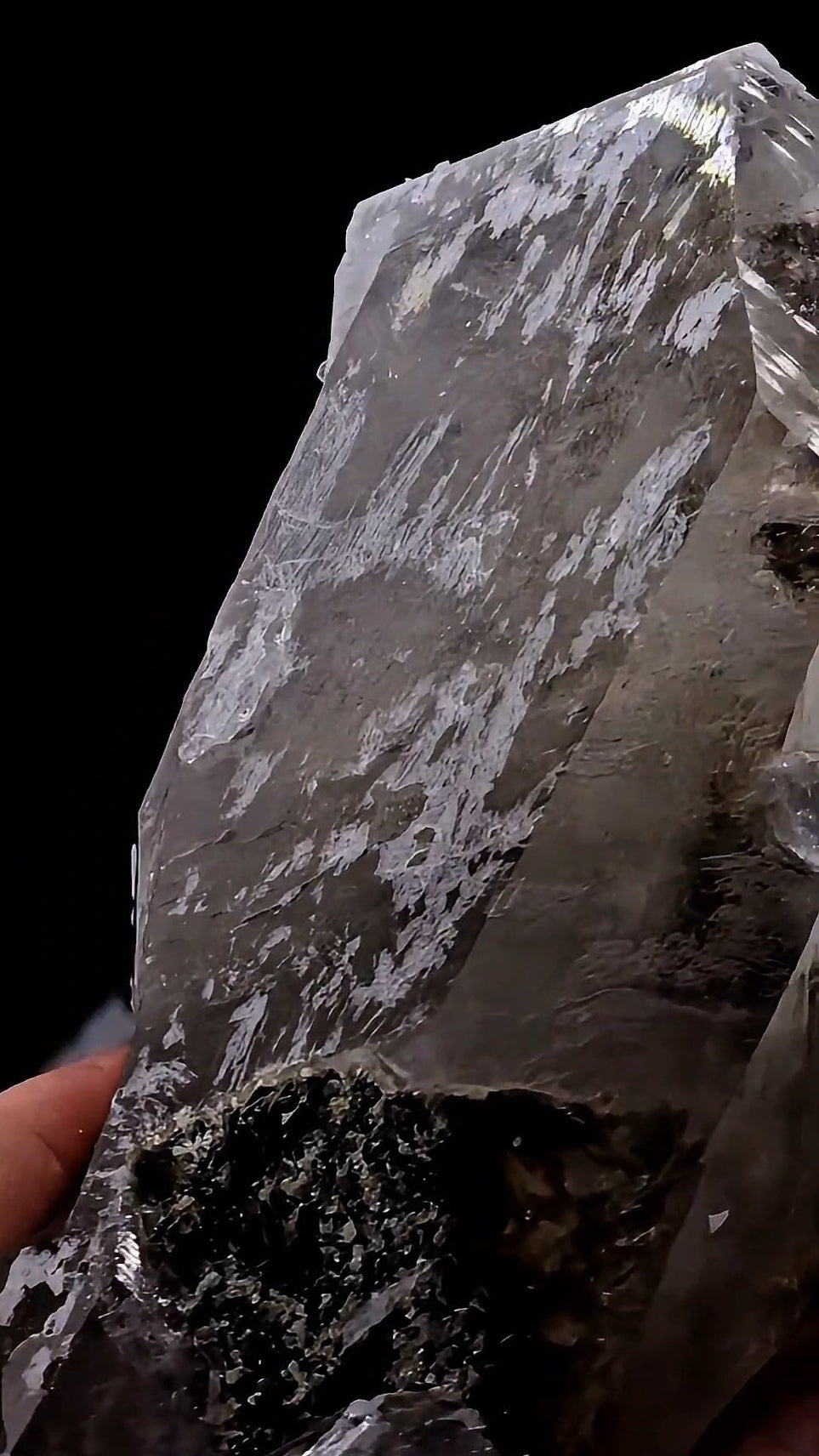 Etched Brazilian Tabular Quartz with Epidote Inclusion Crystal Specimen