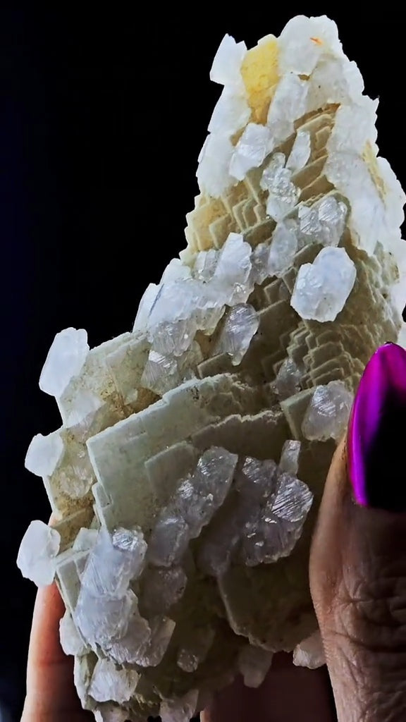 Lenticular Secondary Calcite Growth on a Stunning Dal'negorsk Calcite. Phosphorescent.