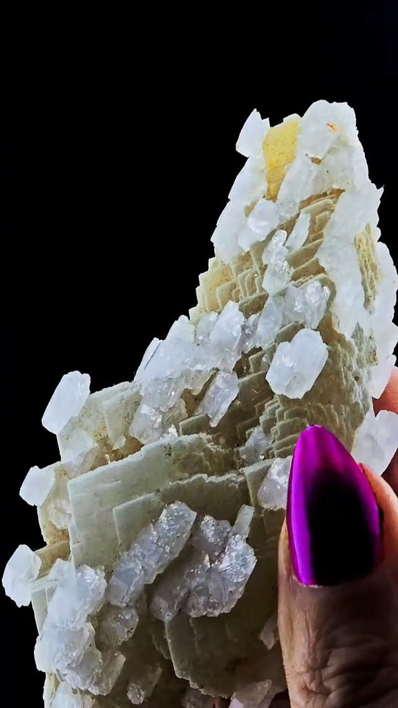 Lenticular Secondary Calcite Growth on a Stunning Dal'negorsk Calcite. Phosphorescent.