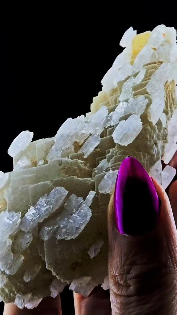 Lenticular Secondary Calcite Growth on a Stunning Dal'negorsk Calcite. Phosphorescent.