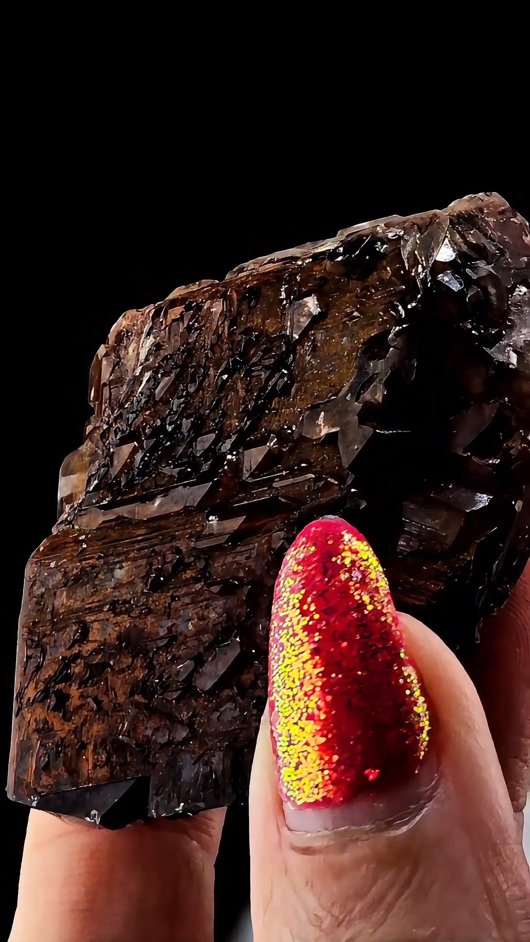 Etched Hematite Included Calcite From Hubei Daye China