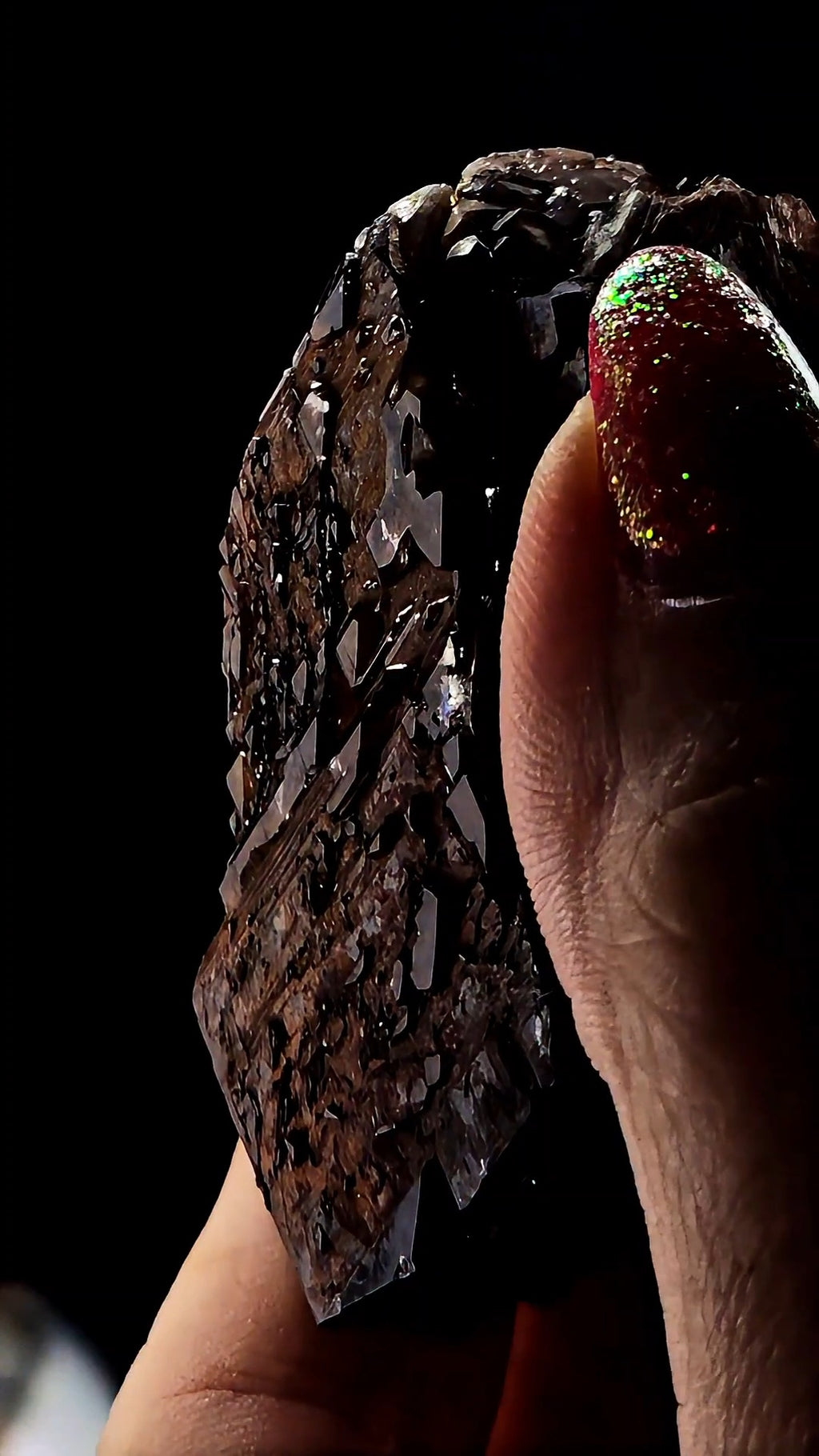 Etched Hematite Included Calcite From Hubei Daye China