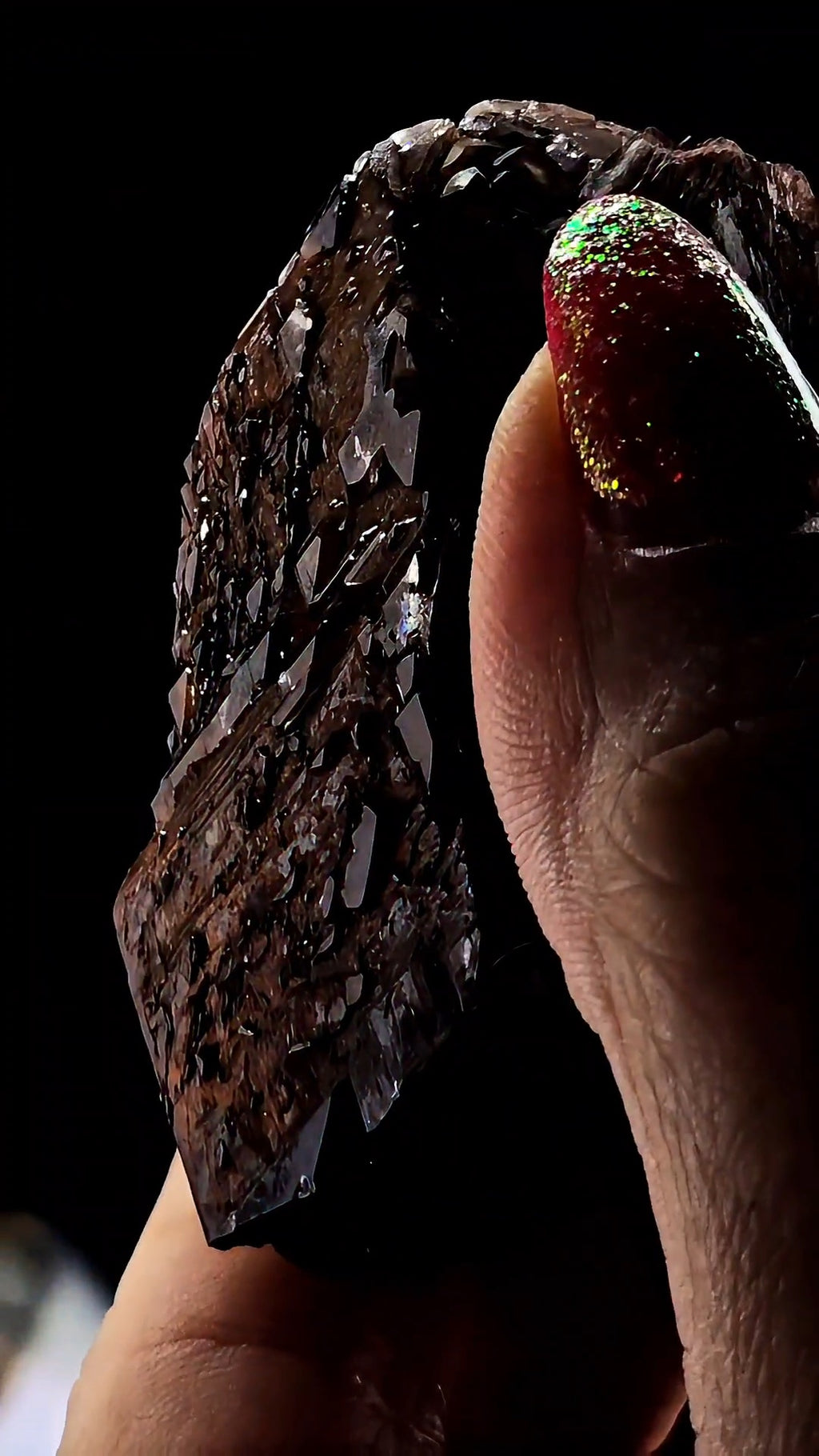 Etched Hematite Included Calcite From Hubei Daye China