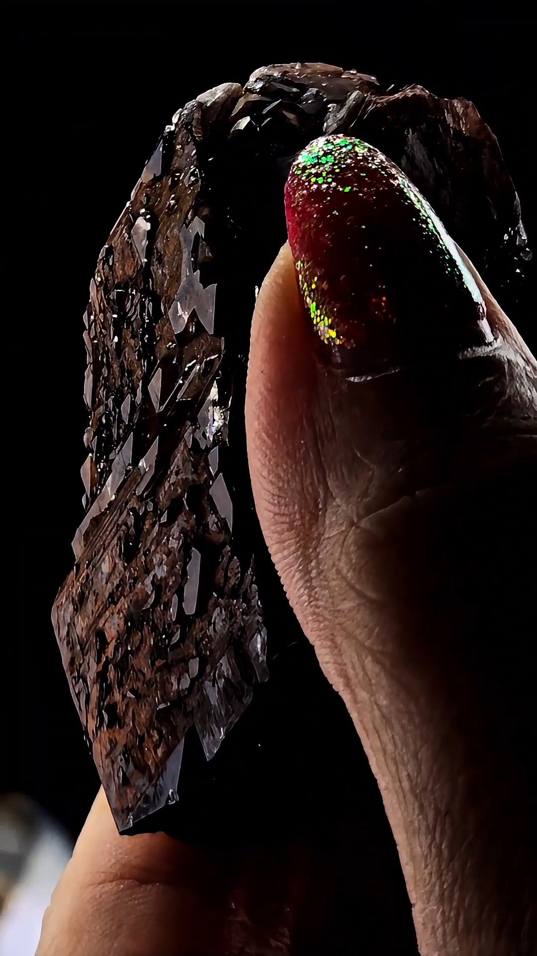 Etched Hematite Included Calcite From Hubei Daye China