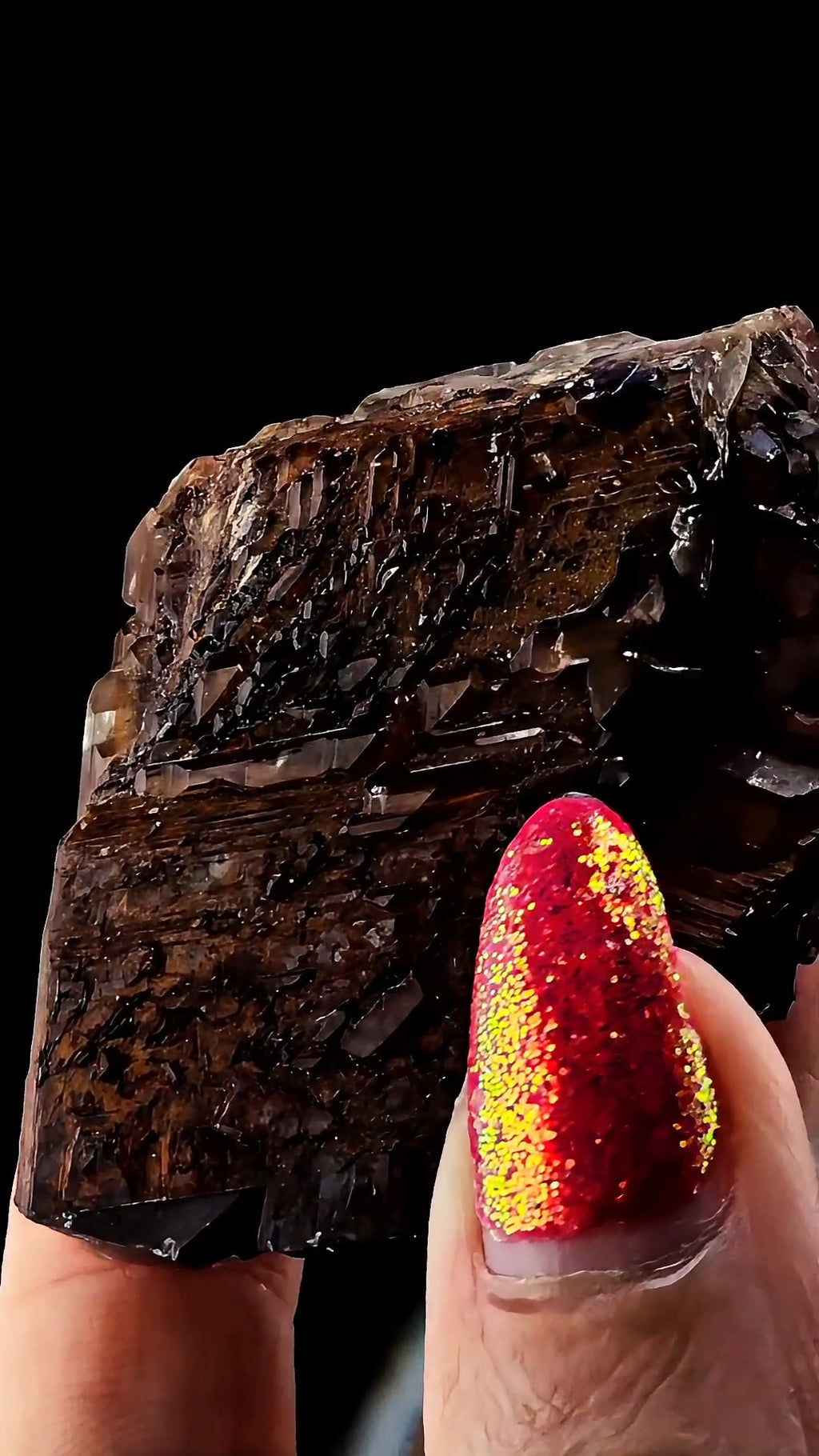 Etched Hematite Included Calcite From Hubei Daye China