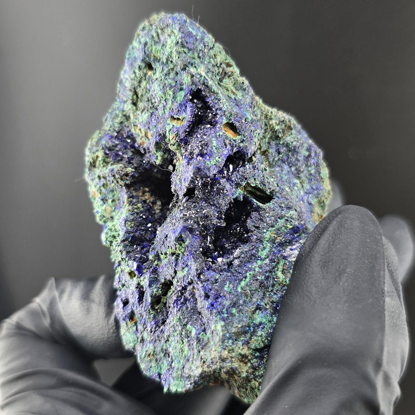 Druzy High Saturation Raw Azurite Specimen with Malachite Association!