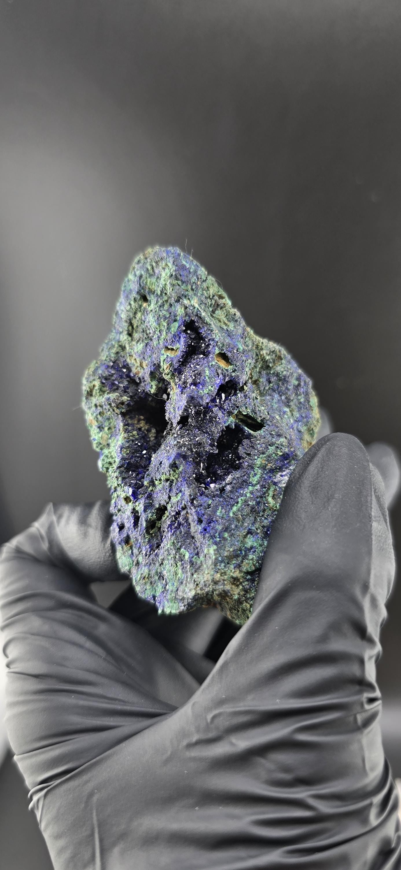 Druzy High Saturation Raw Azurite Specimen with Malachite Association!