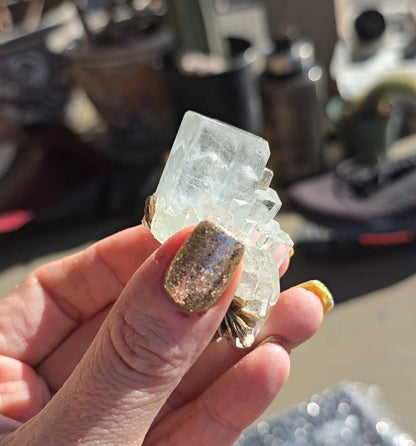 Water Clear Aquamarine on Mica | Shigar Valley, Pakistan | Natural Blue Aquamarine Crystal Specimen