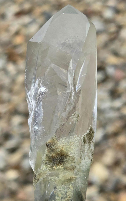 Brazilian GREEN PHANTOM Singing Lemurian Quartz Point with Chlorite Double Terminated and Etched