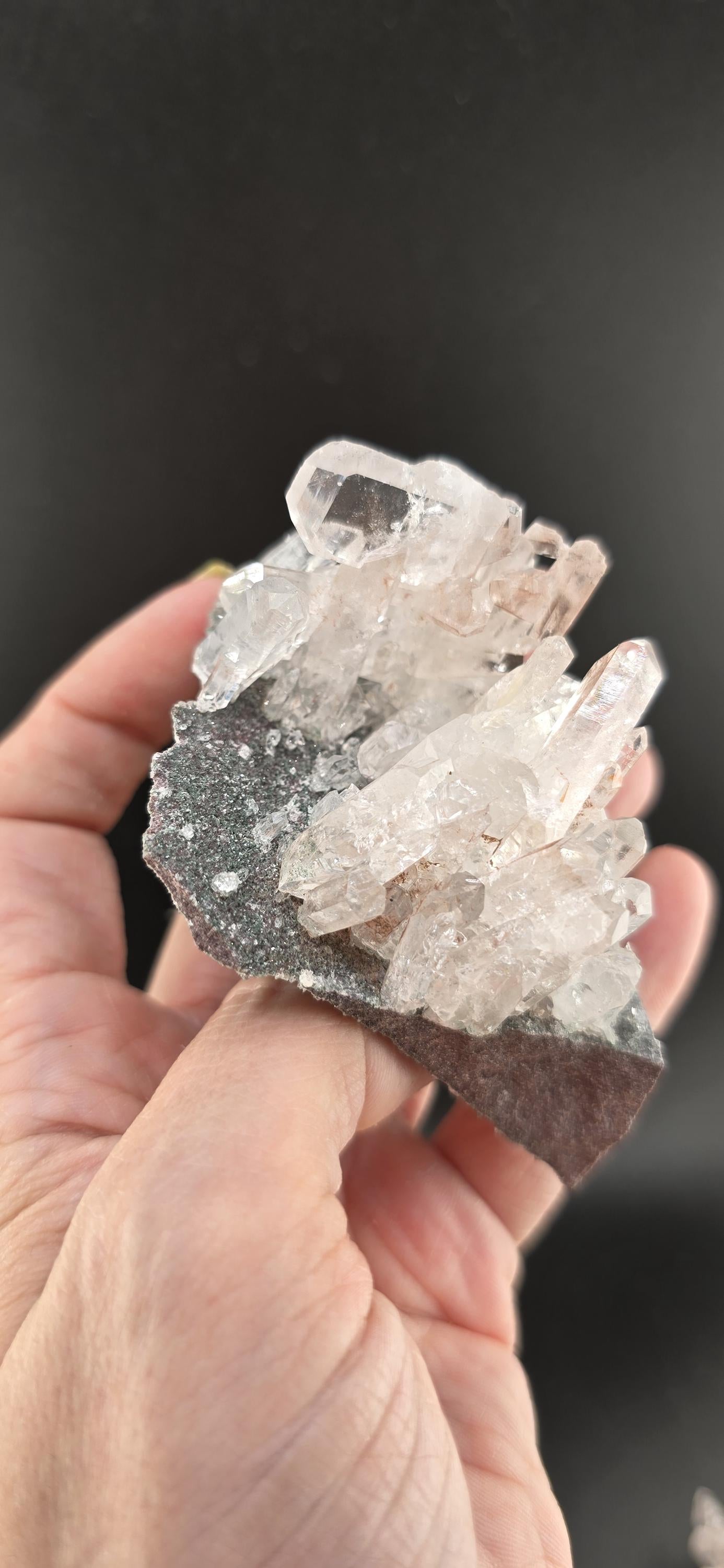 Pink Colombian "Lithium" Cluster of High Luster Tabular Quartz!