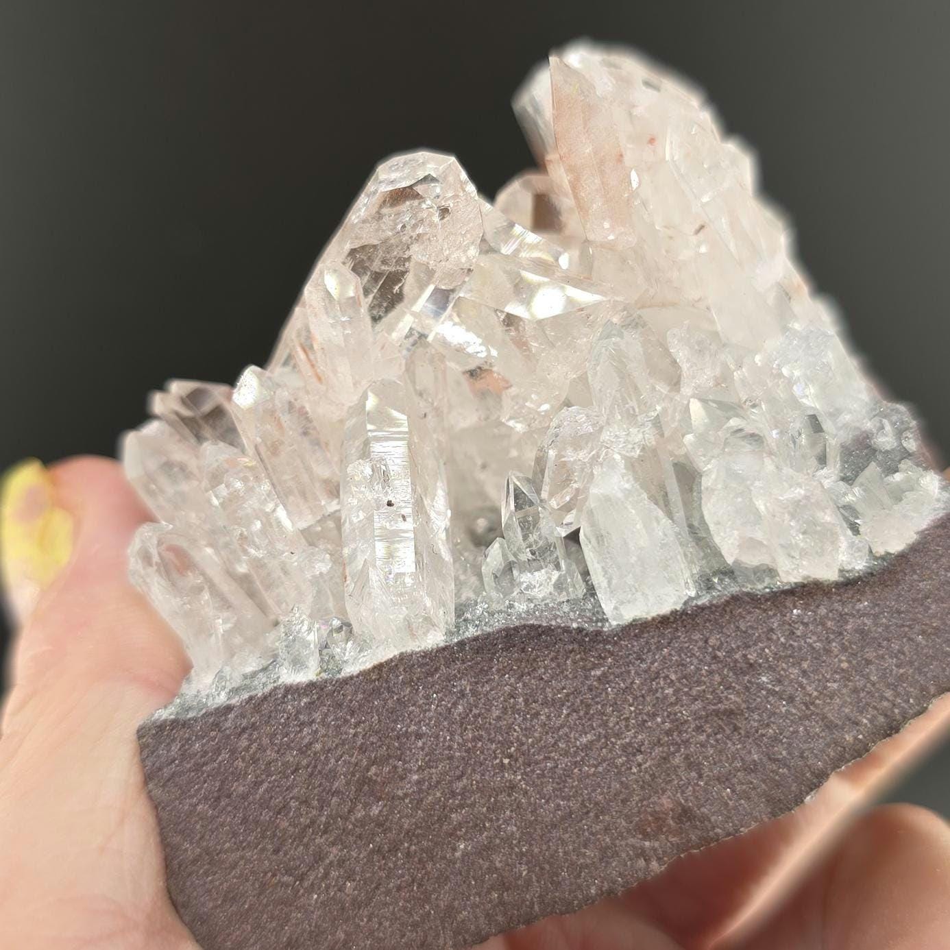 Pink Colombian "Lithium" Cluster of High Luster Tabular Quartz!