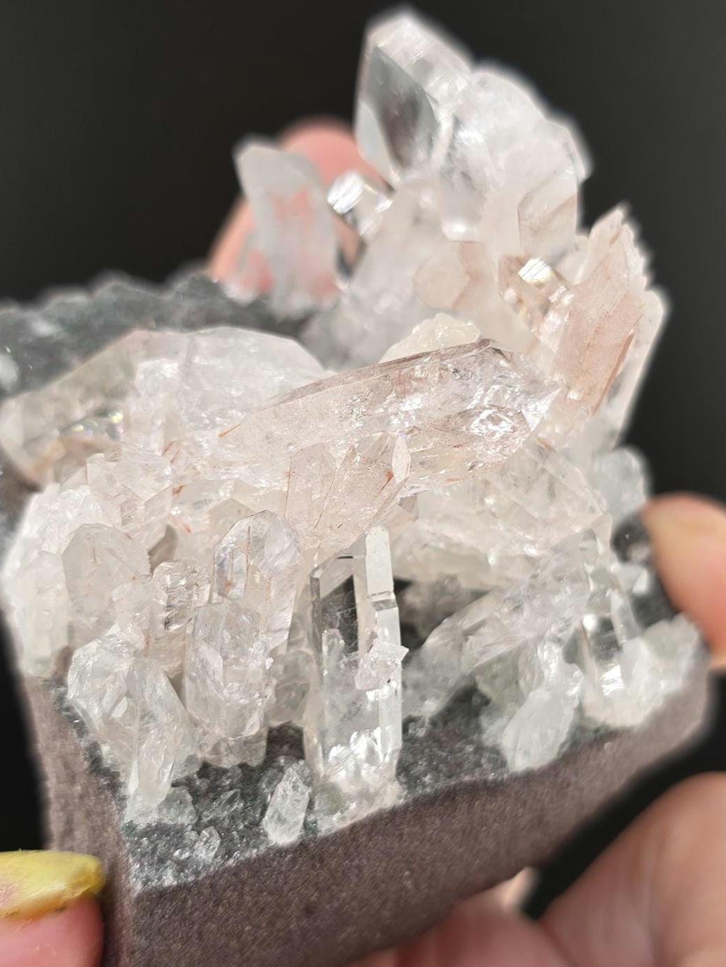 Pink Colombian "Lithium" Cluster of High Luster Tabular Quartz!