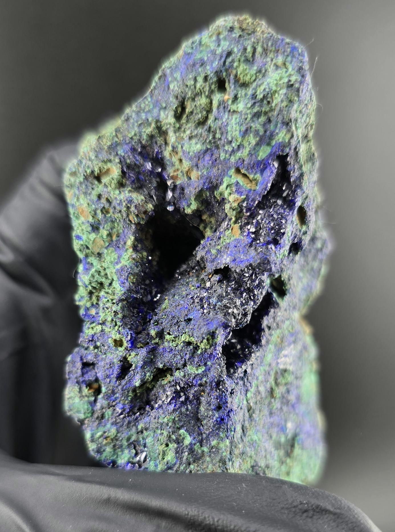 Druzy High Saturation Raw Azurite Specimen with Malachite Association!