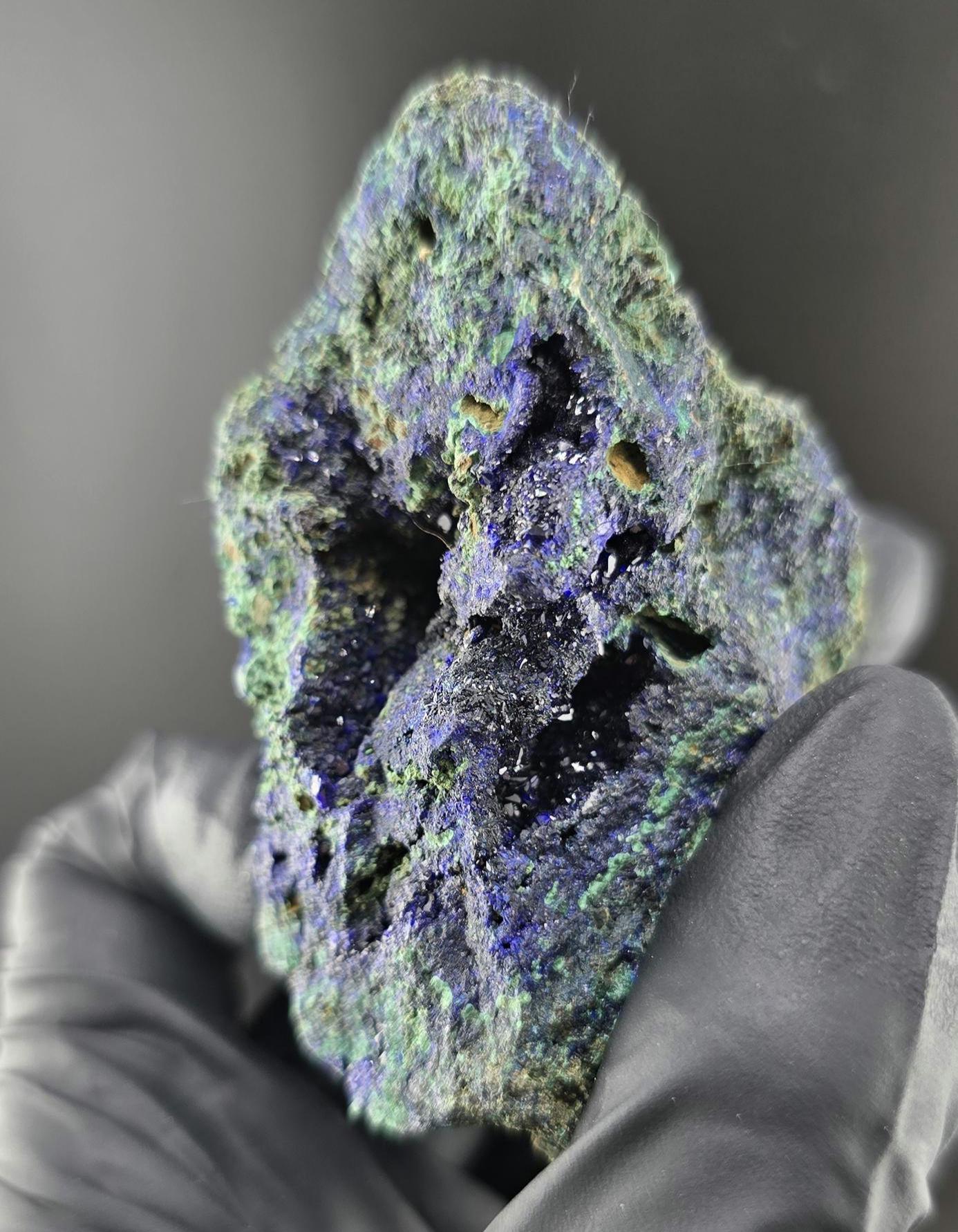 Druzy High Saturation Raw Azurite Specimen with Malachite Association!