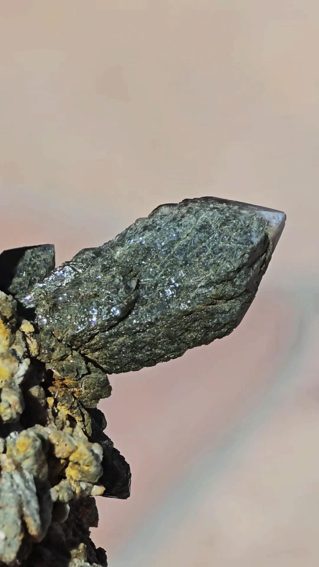 RARE Russian Dragon Prase Quartz Point on Matrix from Delnagorsk!