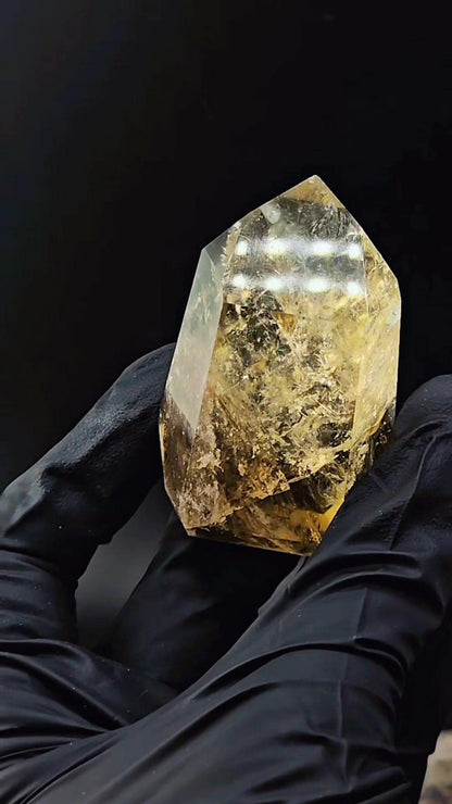 Brazilian Bicolor Citrine Tower with rainbows. Natural non-heated!
