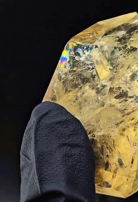 Brazilian Bicolor Citrine Tower with rainbows. Natural non-heated!
