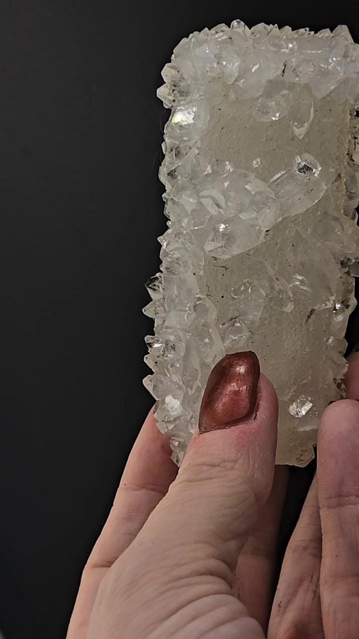 Apophylite On Calcite! Hot pocket formation. From India!