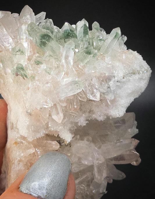 Pink Himalayan Mini Cluster | Druzy White Internal Cave | Chlorite Tips
