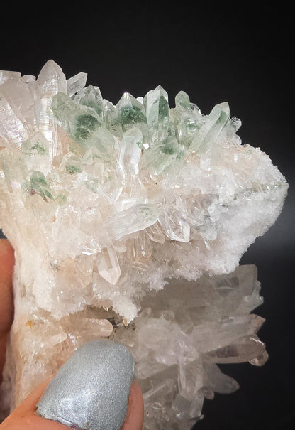 Pink Himalayan Mini Cluster | Druzy White Internal Cave | Chlorite Tips