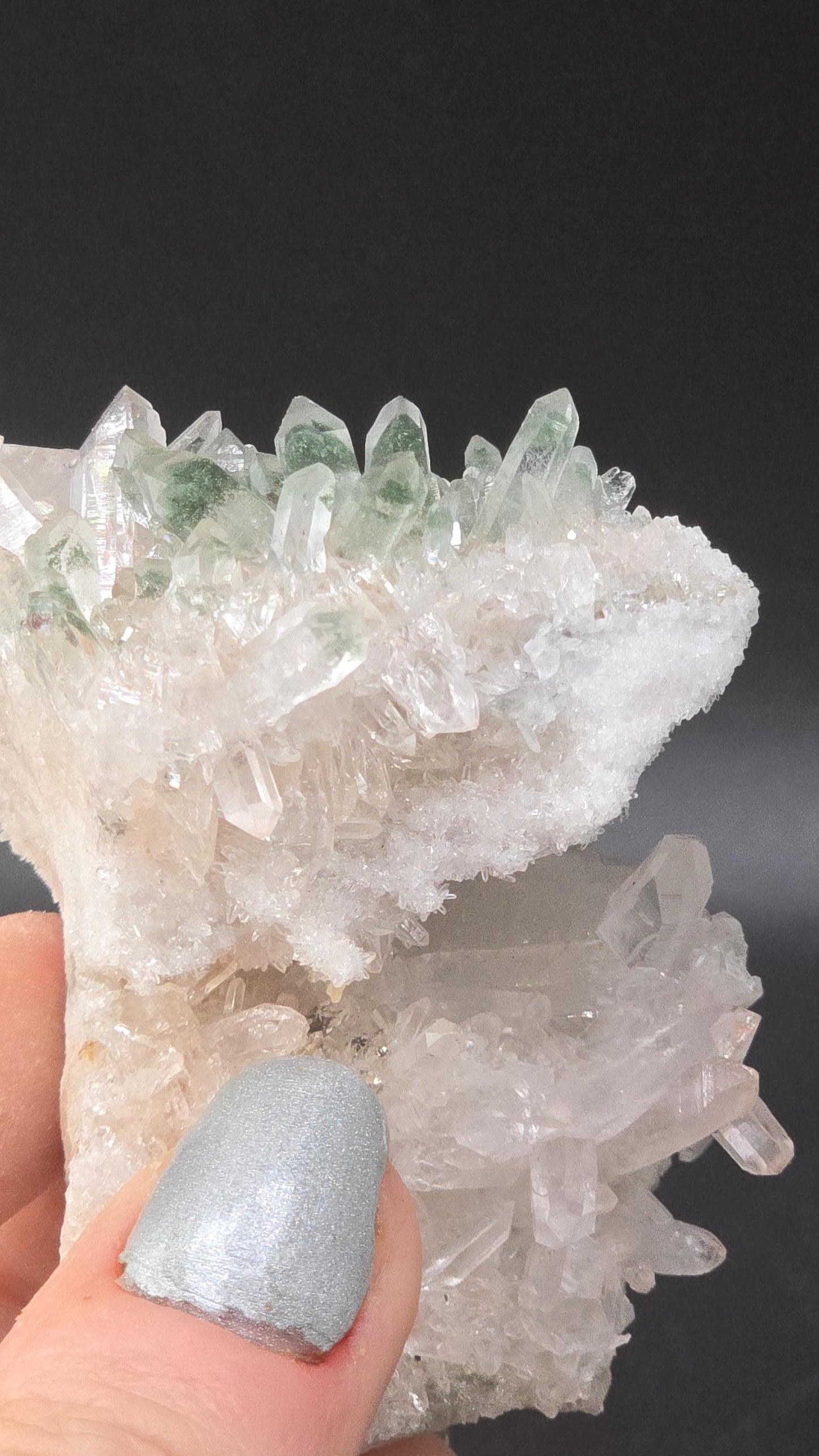 Pink Himalayan Mini Cluster | Druzy White Internal Cave | Chlorite Tips