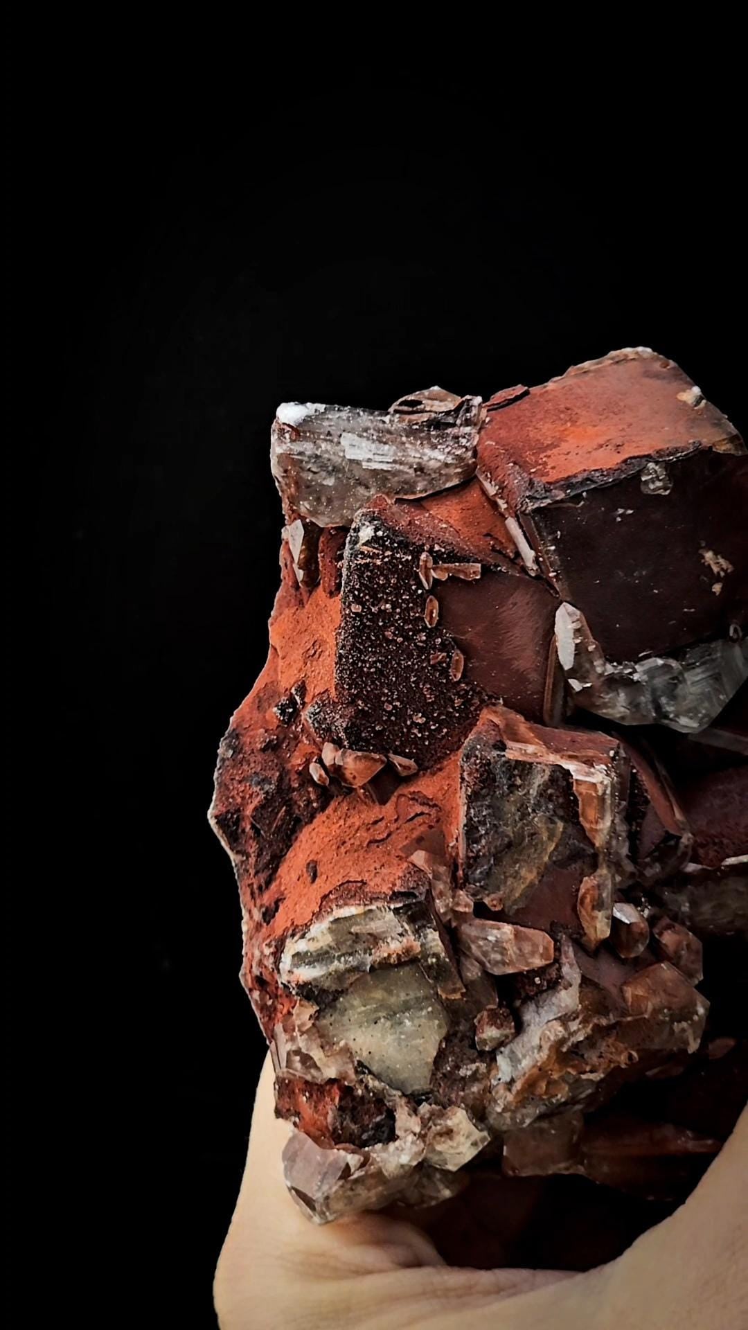 Hematite Included Calcite Specimen From Hubei Daye China w Goethite Inclusions Massive Statement Piece