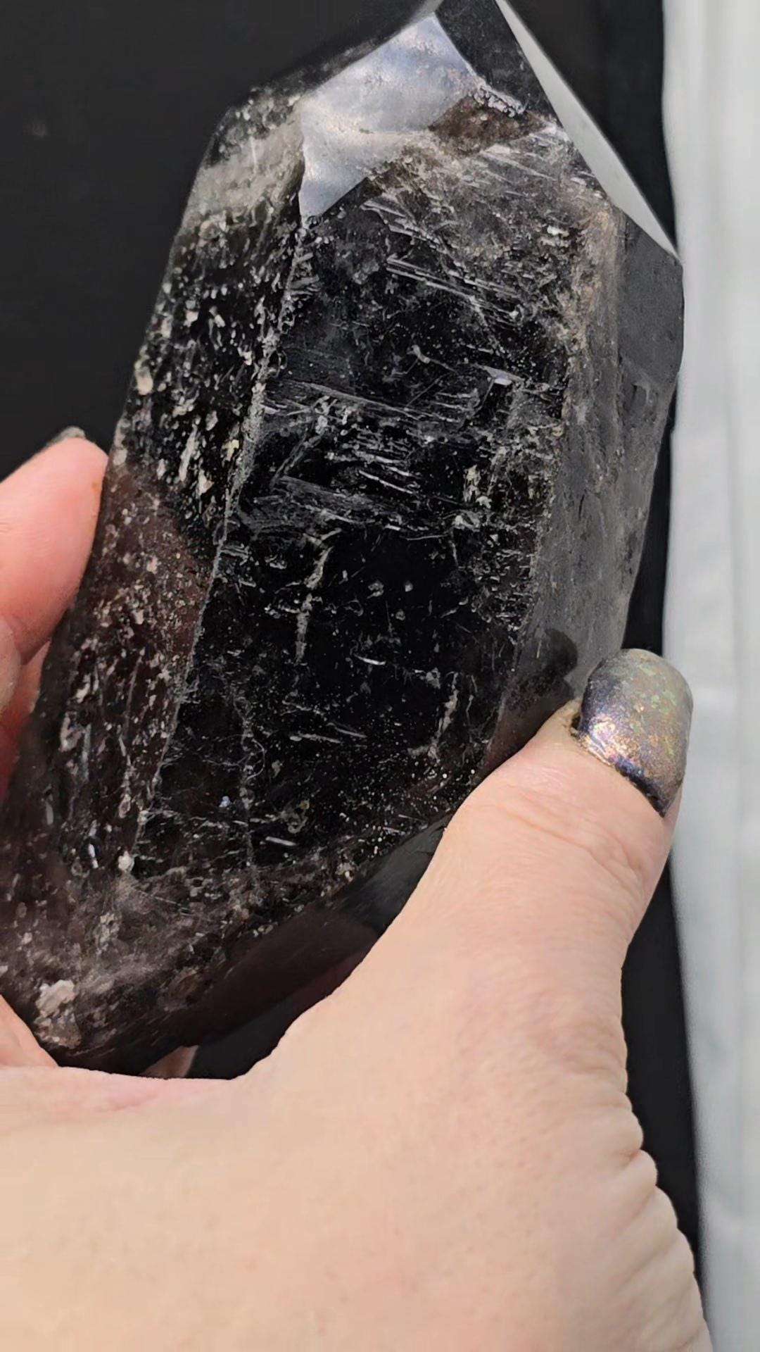Big Natural Morion Quartz SMOKY Doubly Terminated from Dia Matina Brazil Old Stock