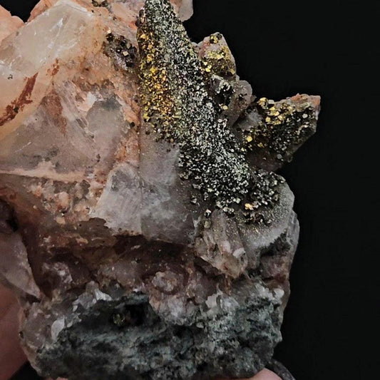 Rainbow Chalco Pyrite Covering Calcite From Delnagorsk Russia