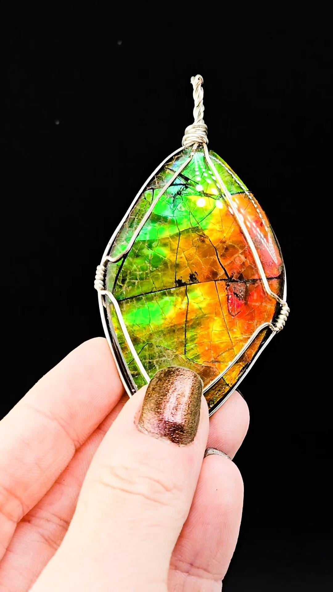 Rainbow Ammolite Pendant | Pikani Nation, Blackfoot Tribe | Lethbridge, Alberta, Canada
