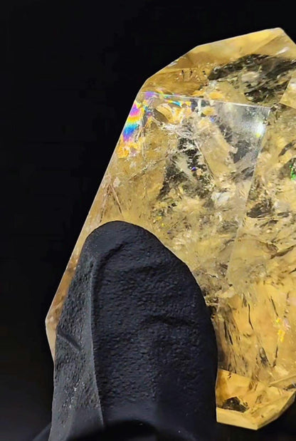Brazilian Bicolor Citrine Tower with rainbows. Natural non-heated!