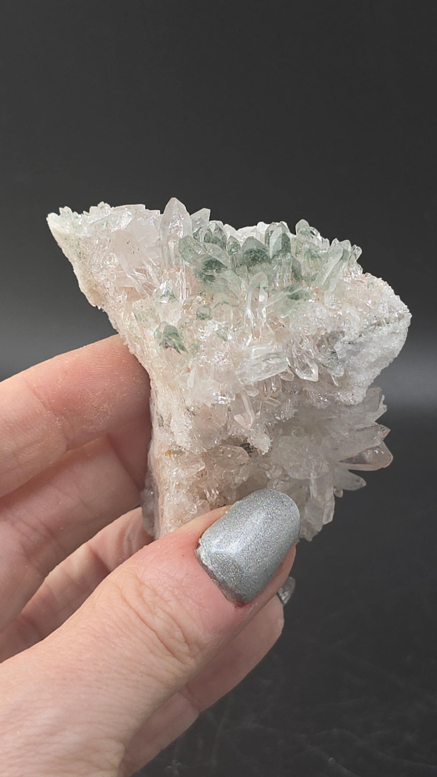 Pink Himalayan Mini Cluster | Druzy White Internal Cave | Chlorite Tips