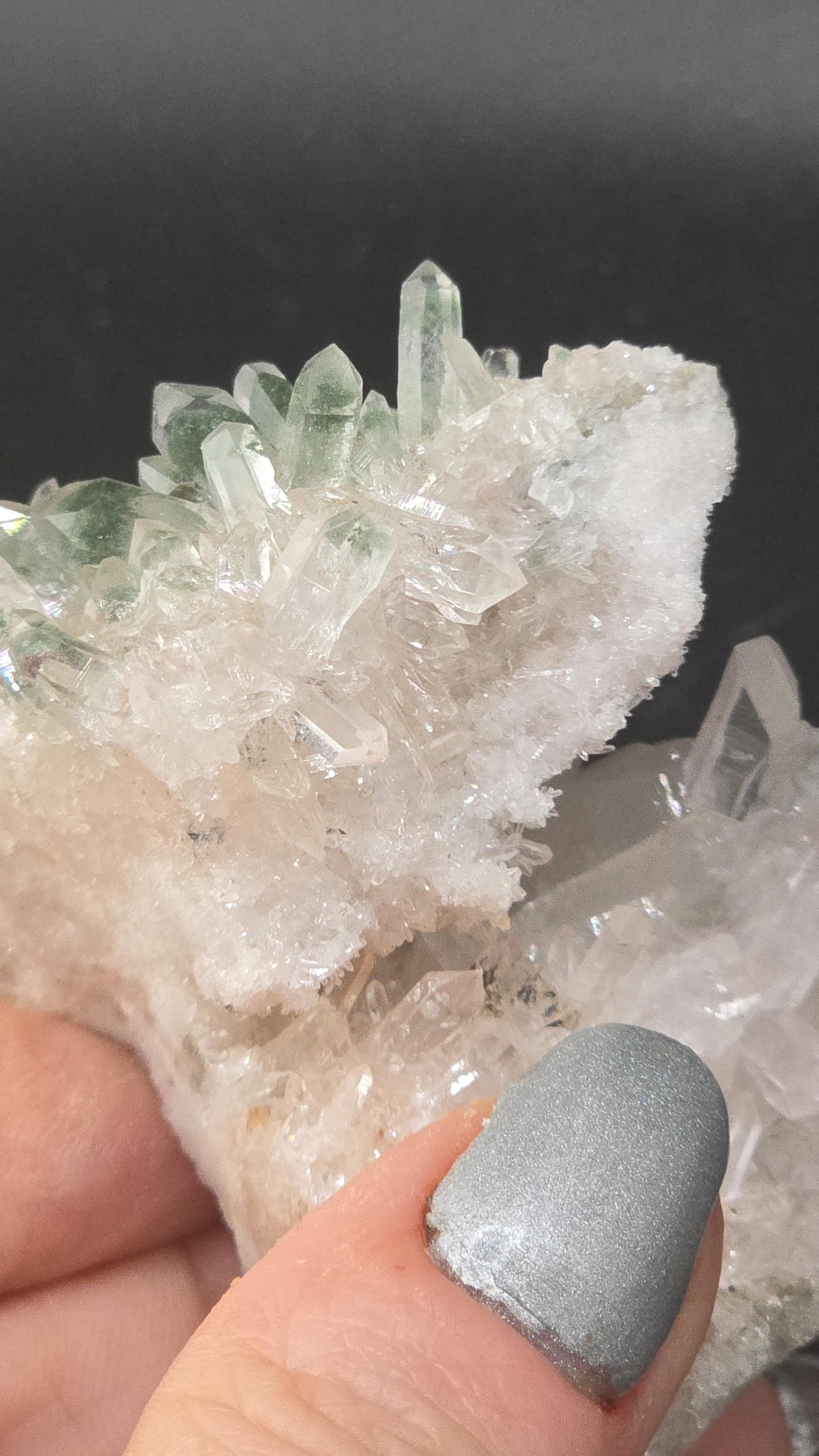 Pink Himalayan Mini Cluster | Druzy White Internal Cave | Chlorite Tips