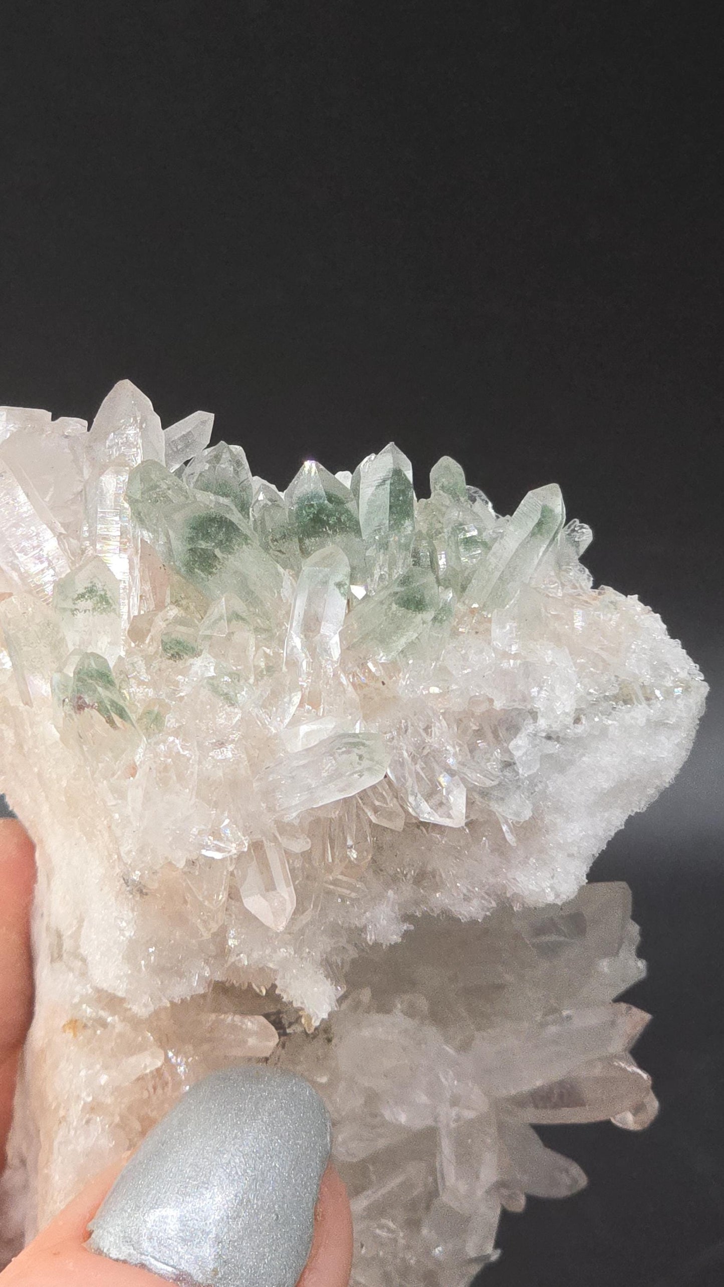 Pink Himalayan Mini Cluster | Druzy White Internal Cave | Chlorite Tips