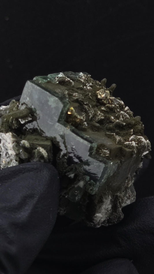One-of-a-Kind Fluorite with Pyrite & Galena Inclusions | Stepped Cubic Formation | Rare YGX Find