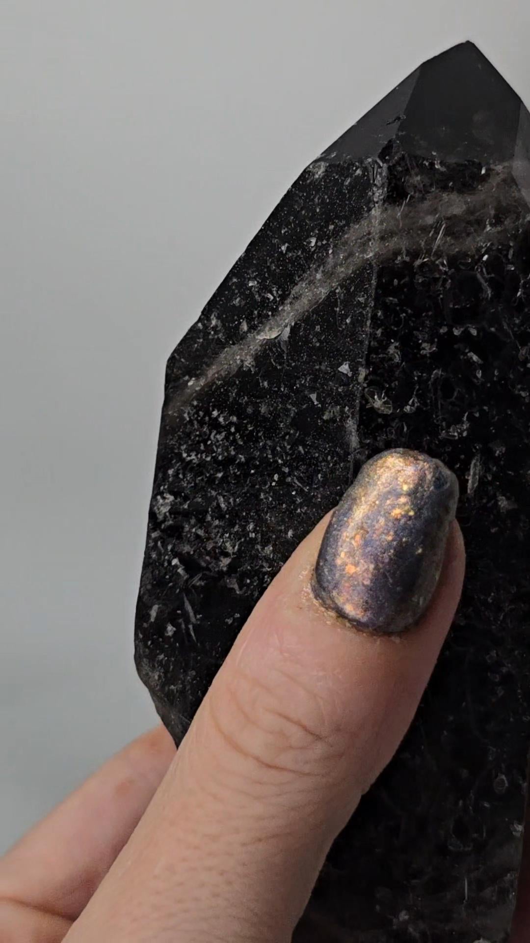 Big Natural Morion Quartz SMOKY Doubly Terminated from Dia Matina Brazil Old Stock