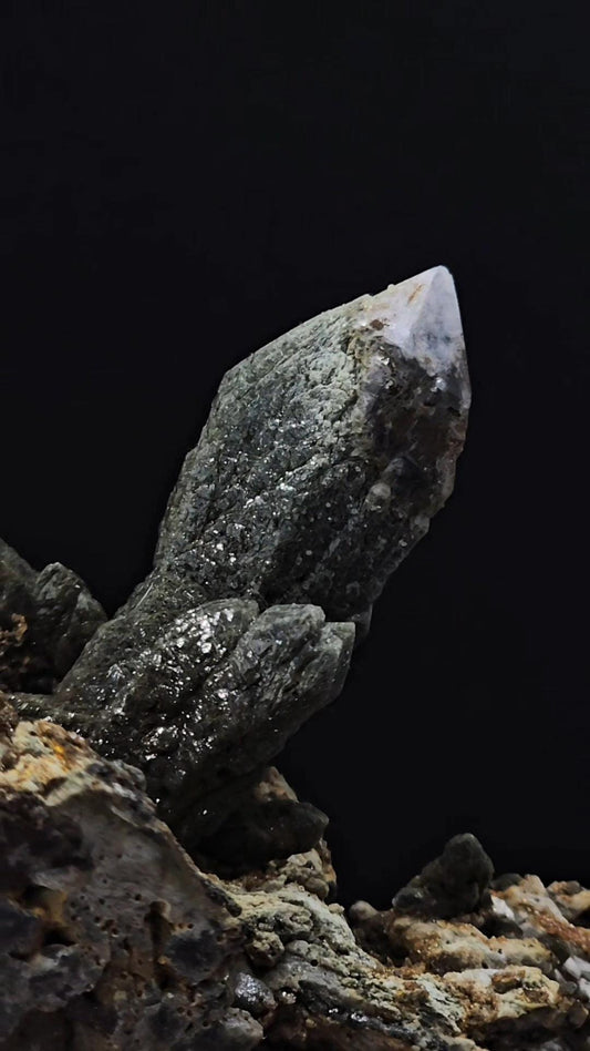 RARE Russian Dragon Prase Quartz Point on Matrix from Delnagorsk!
