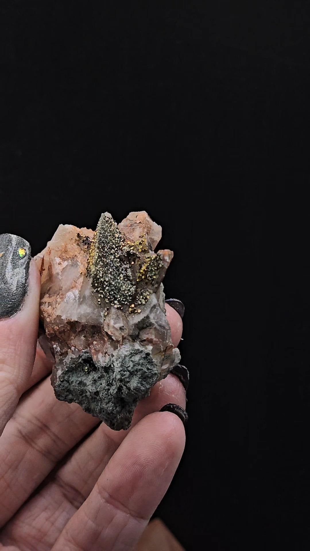 Rainbow Chalco Pyrite Covering Calcite From Delnagorsk Russia