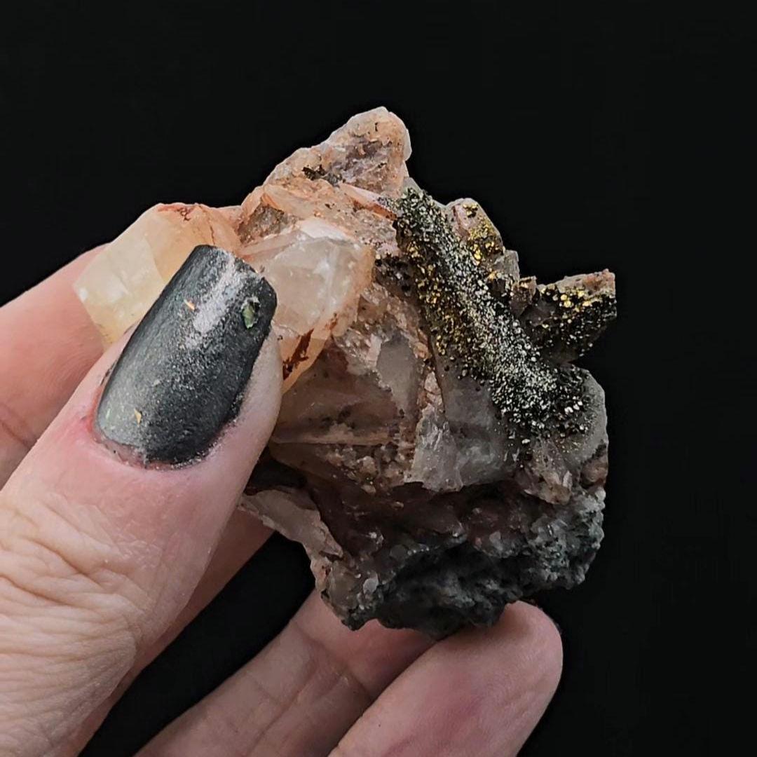 Rainbow Chalco Pyrite Covering Calcite From Delnagorsk Russia