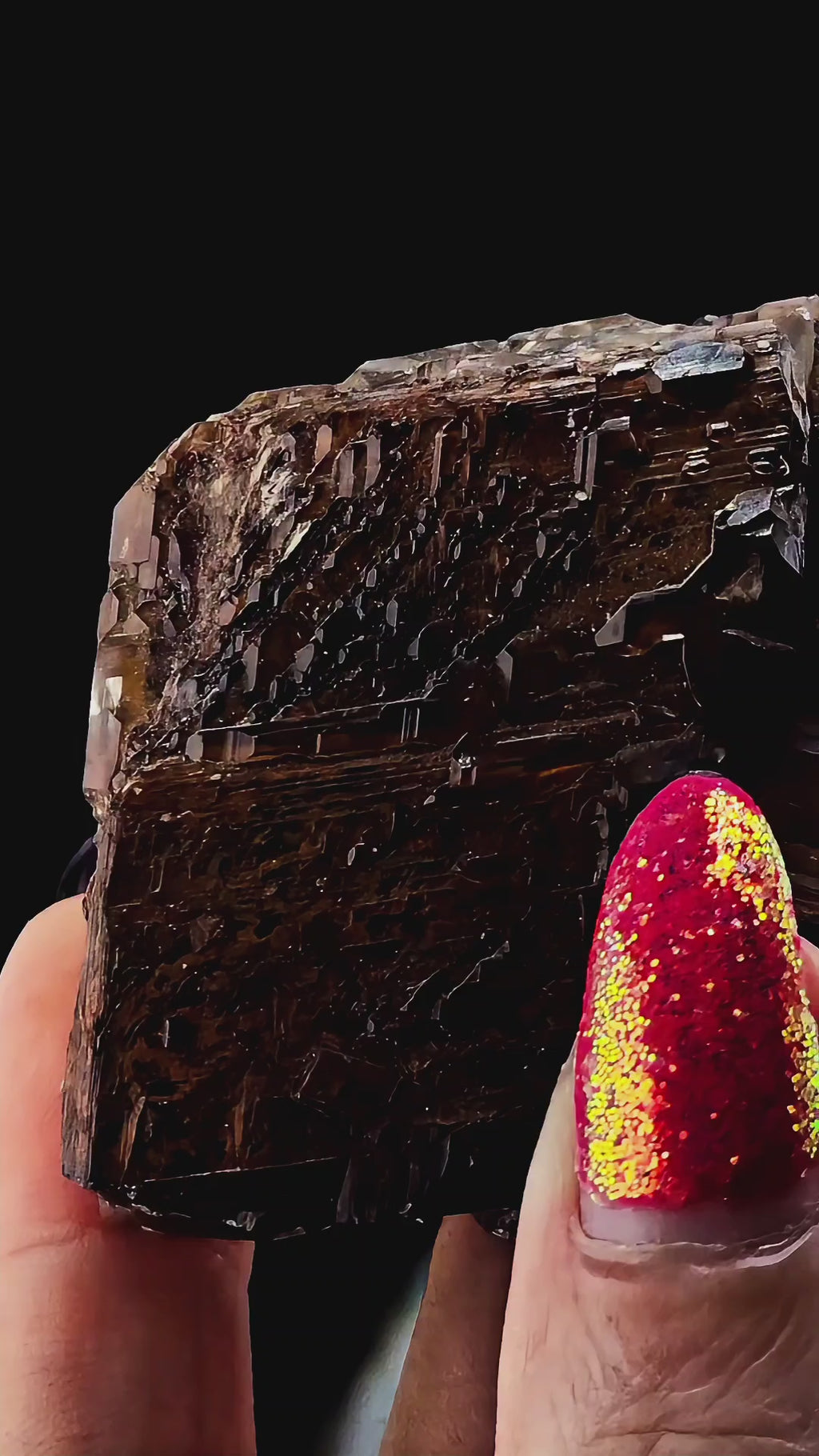 Etched Hematite Included Calcite From Hubei Daye China