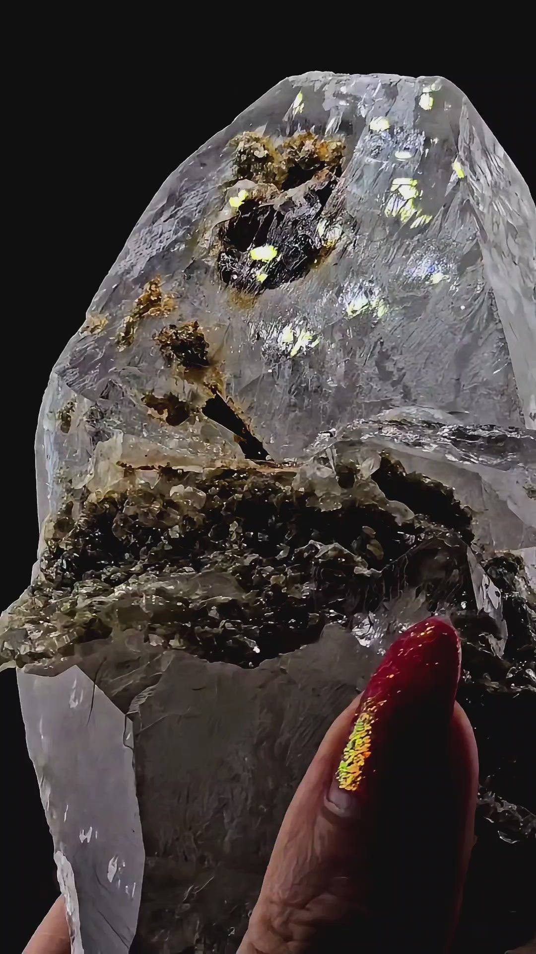 Etched Brazilian Tabular Quartz with Epidote Inclusion Crystal Specimen